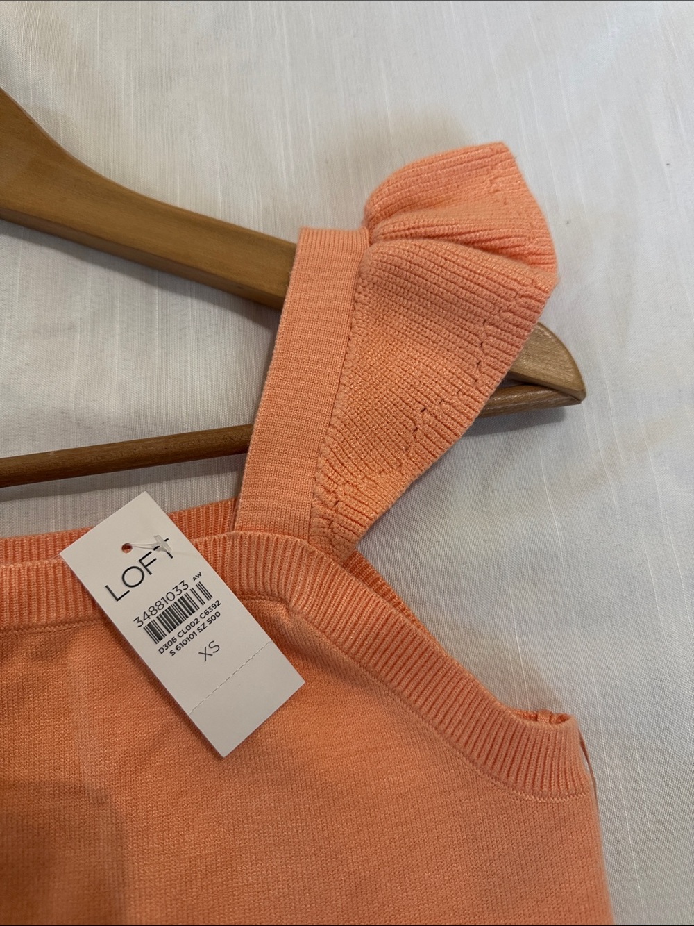 LOFT Peach Ruffle Strap Knit Top - Picture 4 of 5